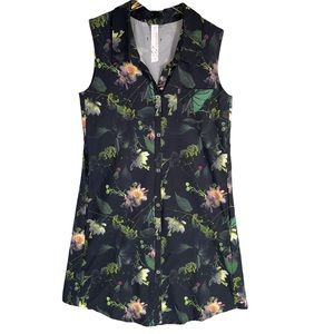 Oiselle Black Sleeveless Floral Dress
